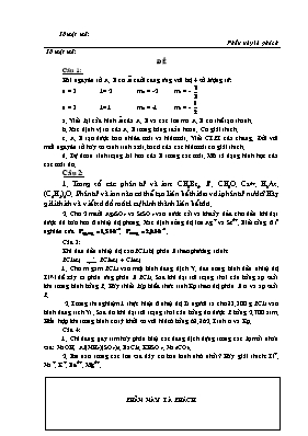 Đề thi môn Hóa 10 - Đề 1